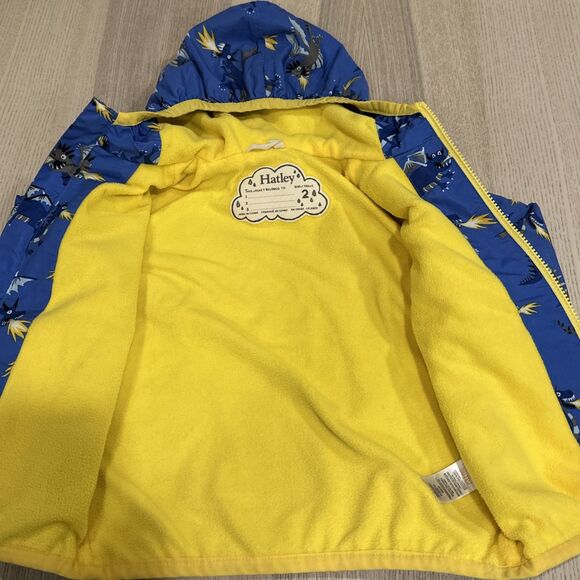 Hatley Size 2T Kids Dragon Coat Rain Oat Jacket Good Blue Warm - Picture 7 of 11